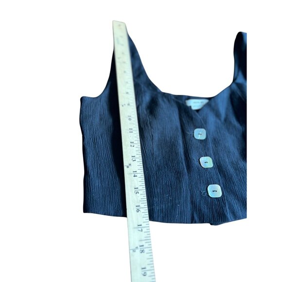 Jason Wu Womens Black Square Mother of Pearl Sleeveless Button Vest Crop Top Sma - Picture 6 of 14